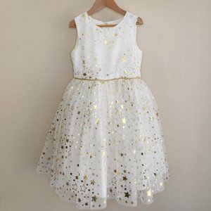 White and Gold Star Dress - Pastourelle by Pippa & Julie Size 7